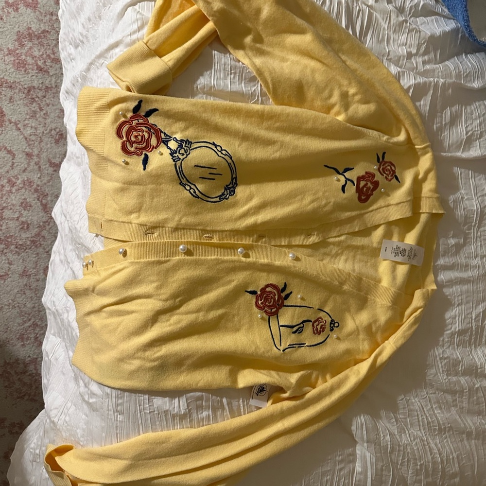 Yellow Cardigan with Embroidered Design Disneyland Beauty and The Beast